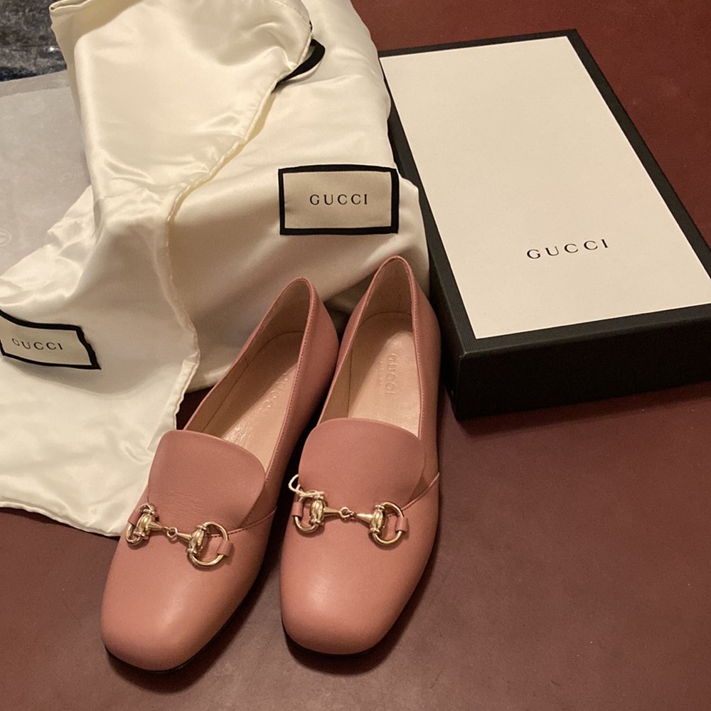 GUCCI blush pink loafers
